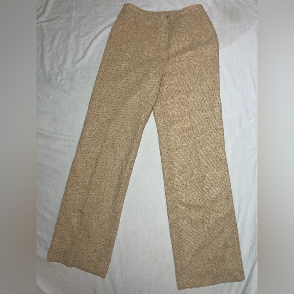 Vintage NWT The Villager 1960s Tan Tweed Straight Leg Pants Size Modern 6 Vtg 14 - Picture 3 of 8